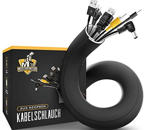 Meisterfaktur Kabelschlauch weiß - Klare weiße Seite - Kabelmanagement für Schreibtisch & TV - Ideal zum Kabel verstecken (300 x 13,5cm)