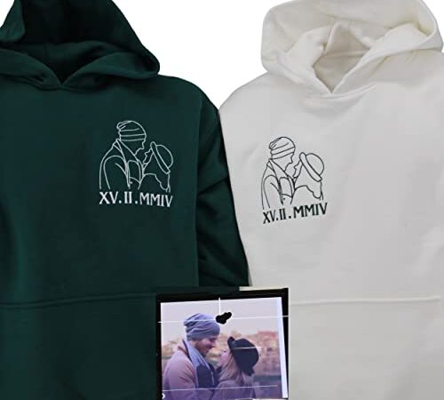 AKDOGAN Personalisierte Geschenke, BESTICKTER Hoodie, Jahrestag Geschenk für ihn, originelle Geschenke für Frauen,Partner Hoodie