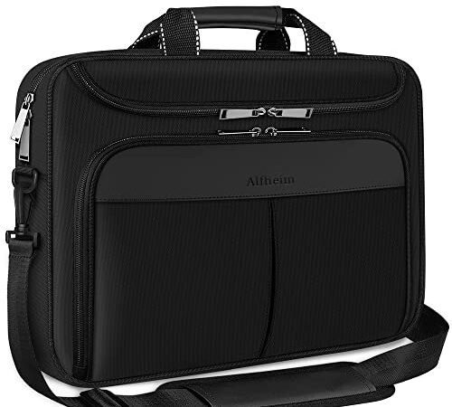 Alfheim Laptoptasche, 17 Zoll 900D wasserdichte Messenger-Aktentasche mit verstellbarem Schultergurt, multifunktionale Umhängetasche für Männer, Frauen, Schule/Reisen/Business (Schwarz)