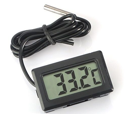 ARCELI Digital LCD Thermometer Temperaturüberwachung mit externer Sonde für Kühlschrank Gefrierschrank Kühlschrank Aquarium - schwarz