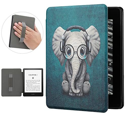 Billionn Hülle für Kindle Paperwhite 11. Generation E-Reader (6,8 Zoll, 2021) und Kindle Paperwhite Signature Edition, mit Handauflage und Auto Wake/Sleep, Elefant