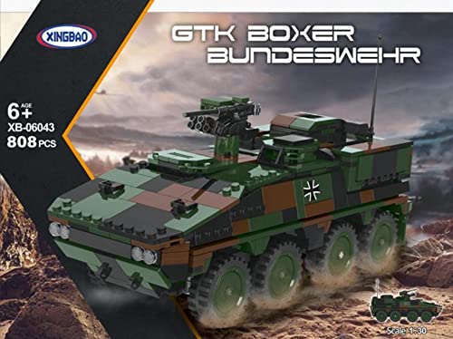 BlueBrixx 06043 Marke Xingbao – GTK Boxer, Bundeswehr aus Klemmbausteinen mit 808 Bauelementen. Kompatibel mit Lego. Lieferung in Originalverpackung.