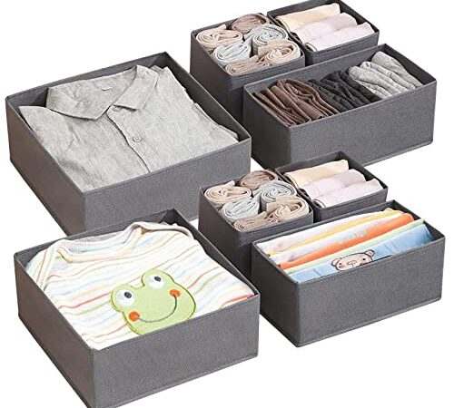 CEWROM Schubladen Ordnungssystem Kleiderschrank Organizer, 6er Faltbare Kleiderschrank Aufbewahrungsbox, Büstenhalter Aufbewahrungsboxen,Unterwäsche Organizer Schublade,für Socken,BHs,Krawatten,Schals