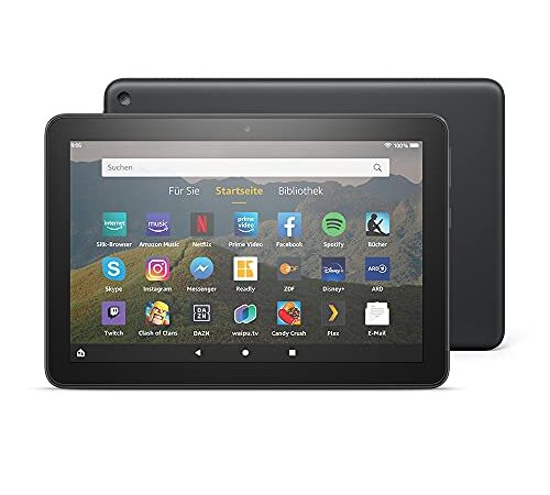 Fire HD 8-Tablet, 8-Zoll-HD-Display, 64 GB, Schwarz mit Spezialangeboten, für Unterhaltung unterwegs, Zertifiziert und generalüberholt