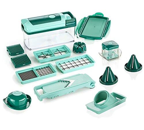 Genius Nicer Dicer Fusion Julietti | 16 Teile | Alles-Schneider | inkl. Slicer, 26.5 x 11.5 x 14.5 cm, Mintgrün