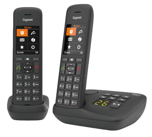 Gigaset C575A Duo - 2 Schnurlose DECT-Telefone mit Anrufbeantworter - großes Farbdisplay mit aktueller Benutzeroberfläche - Adressbuch für 200 Kontakte - Jumbo-Modus und Anrufschutz, schwarz