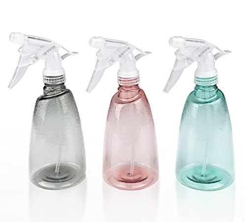 Gvolatee 3 Pack Zerstäuber Sprühflasche 500 ml, Nachfüllbar Sprühflaschen Leer, Transparent Spray Bottle, Kunststoff Sprüher Pflanzen, Professional Wassersprühflasche für Blumen, Haare, Reinigung