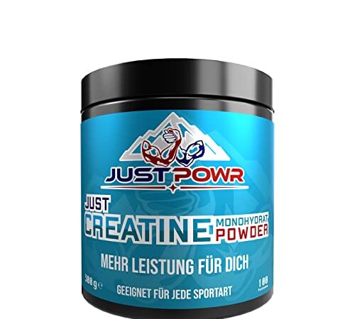 JUST POWR® 300 g Kreatin Monohydrat, Hochwertiges Creatine Monohydrate Pulver für mehr Muskelmasse und Kraft - Kreatin 100% rein und unverfälscht - Creatin Monohydrat, Creatine, Creatin Pulver,Creatin