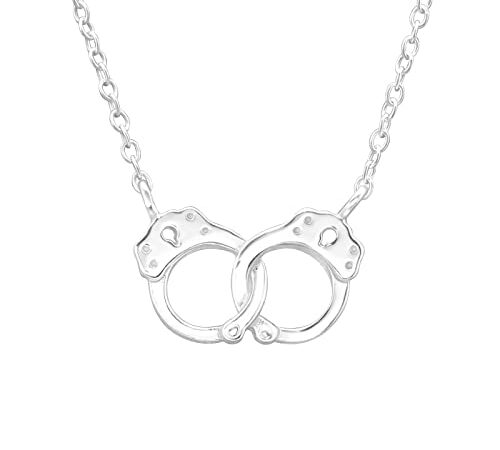 Laimons Damen Halskette Anhänger Handschellen Design und Kette 45cm Sterling Silber 925