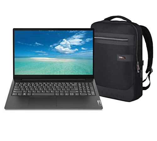 Lenovo V15 Laptop, 15.6" TN FullHD Display, AMD Ryzen 5 5500U, 16 GB DDR4 RAM, 1 TB PCIe SSD,AMD Radeon Graphics, Windows 10 Pro, QWERTZ Tastatur, Schwarz + NPO Rucksack + Type-C