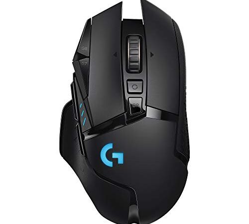 Logitech G502 LIGHTSPEED kabellose Gaming-Maus mit HERO 25K DPI Sensor, Wireless Verbindung, USB-Anschluss, RGB-Beleuchtung, Gewichtstuning, POWERPLAY-kompatibel, PC/Mac - Schwarz