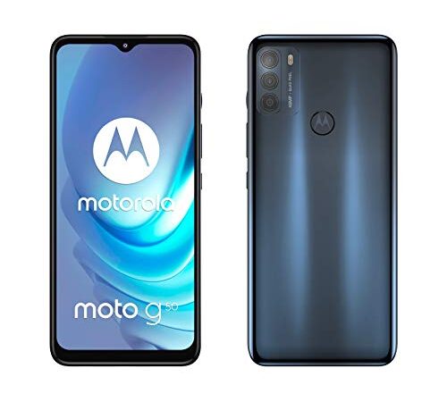 Motorola Smartphones Moto g50 (6,5 Zoll Max Vision HD+, Qualcomm Snapdragon 480 2.0 GHz Octa-core, 48 MP Triple Kamera, 5000 mAH Akku, Dual SIM, 4/64 GB, Android 11), Stahlgrau