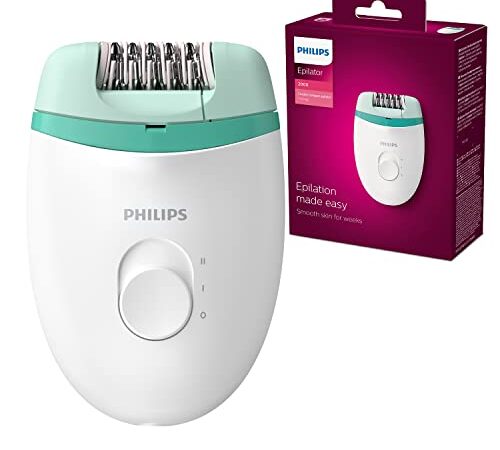 Philips Satinelle Essential BRE224/00 Kompakter Epilierer mit Kabel, Weiß / Grün