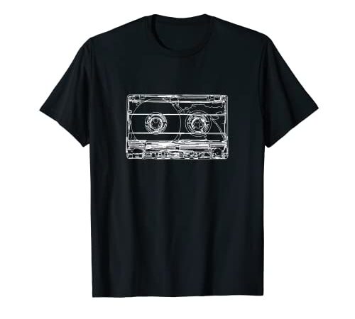 Retro Musik Kassette Skizze Vintage Audio Zeichnung T-Shirt