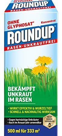 Roundup Rasen-Unkrautfrei Konzentrat, Unkrautvernichter zur Bekämpfung von Unkräutern im Rasen, 500ml für 330m²