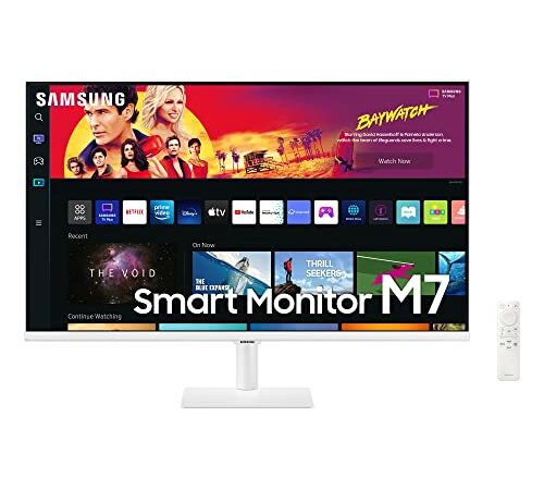 Samsung M7 Smart Monitor S32BM701UU, 32 Zoll, VA-Panel, Bildschirm mit Lautsprechern, 4K UHD-Auflösung, Bildwiederholrate 60 Hz, 3-seitig fast rahmenloses Design, TV Apps mit Fernbedienung