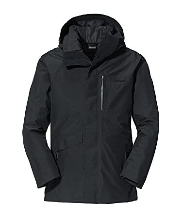 Schöffel Herren 3in1 Parka Warschau M, wind- und wasserdichte Herren Winterjacke, Parka aus Gore-Tex mit wattierter, herauszippbarer Innenjacke, black, 50