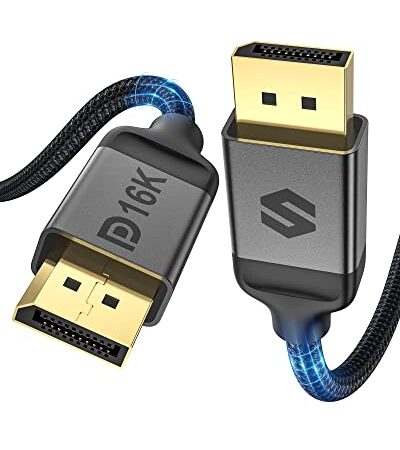 Silkland 16K Displayport Kabel 2.1/2.0 2m, 4K@240Hz /165Hz /144Hz, 8K@120Hz, 16K@60Hz, 2K@240Hz /360Hz, 80Gbps, HDR 10, DSC 1.2a, G-Sync & Free-Sync, DP Kabel 2.1 für Gaming Monitor, Grafikkarte,PC