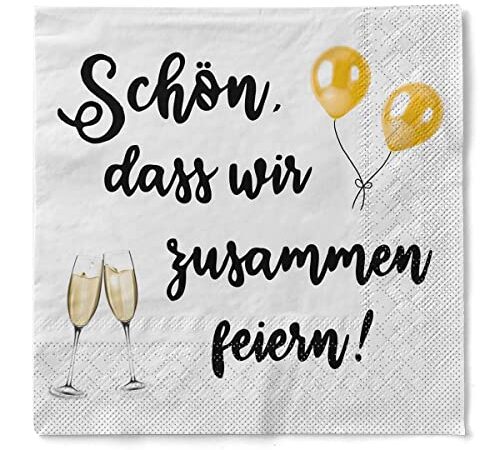 Sovie HORECA Tissue Serviette Schön, dass wir zusammen feiern/Sekt | Sektglas Party Feier | 33 x 33 cm | 100 Stück