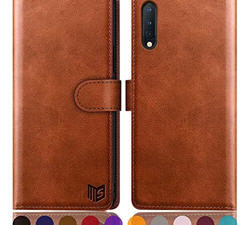 SUANPOT [RFID Schutz für Samsung Galaxy A50 hülle PU Leder handyhülle Lederhülle klapphülle Kartenfach Flip Phone Case Cover für Samsung Galaxy A50 handyhülle Hellbraun