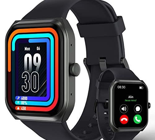 TUYOMA Smartwatch Herren Damen, 1,91 Zoll Touchscreen Fitnessuhr mit Telefonfunktion, IP68 Wasserdicht Sportuhr mit Herzfrequenz, SpO2, Schlafmonitor, Spiele, Smart Watch für iOS und Android