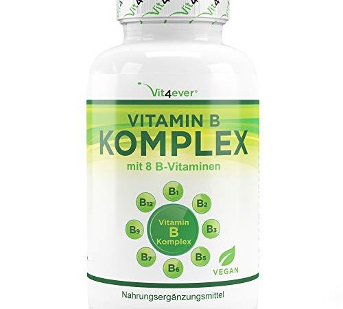 Vitamin B Komplex - 200 Tabletten - Alle 8 B-Vitamine in 1 Tablette - Vitamin B1, B2, B3, B5, B6, B12, Biotin & Folsäure - Laborgeprüft - Premium Qualität - Vegan