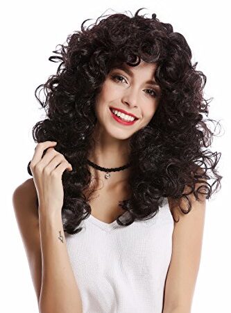 WIG ME UP - 0051-P30/P103 Perücke Damen Karneval Halloween super voluminöse Locken Lockenpracht Mähne Schwarz Braun gesträhnt lang