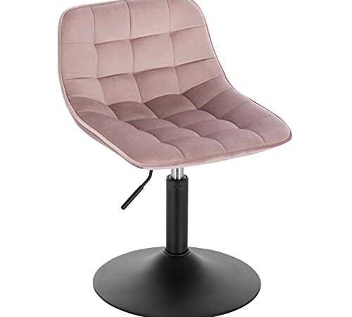 WOLTU 1 X Verstellbarer Sitzhocker Stuhl Arbeitshocker Bürohocker Esszimmerstuhl Schminkhocker Kommerzieller Shop Mehrzweck 360° Schwenken SamtRosa Sitz 38-49.5cm Hoch