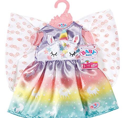 Zapf Creation 829301 BABY born Einhorn Feen Outfit mit Flügeln, Puppenkostüm 43 cm