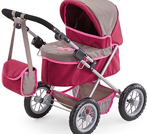 Bayer Design 13078AA Puppenwagen Trendy, höhenverstellbar, zusammenklappbar, mit Umhängetasche und integriertem Einkaufskorb