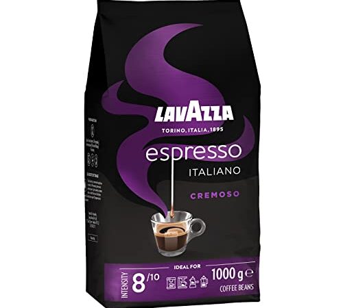 Lavazza, Espresso Italiano Cremoso, Arabica und Robusta Kaffeebohnen, mit Aromanoten von Gewürzen und Kakao, Intensität 8/10, Mittlere Röstung, 1 Packung mit 1 Kg