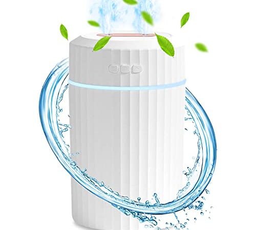 Luftbefeuchter, Diffuser 2L, Aroma diffuser für ätherische öle, Luftbefeuchter schlafzimmer, Elektrische Duftlampe mit 2 Ausgüsse, 7 Farben LED Licht und wasserlose automatische Schließung