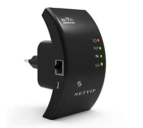 NETVIP WLAN Verstärker Repeater 300Mbit/s 2,4GHz WLAN Repeater Mini WiFi Signalverstärker Multifunktion Network Extender mit LAN Port Repeater/AP-Modus Kompatibel zu Allen WLAN Geräten-Schwarze