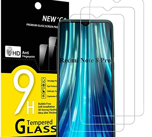 NEW'C 3 Stück, Panzer Schutz Glas für Xiaomi Redmi Note 8 Pro, Redmi 9, Frei von Kratzern, 9H Härte, HD Displayschutzfolie, 0.33mm Ultra-klar, Ultrabeständig