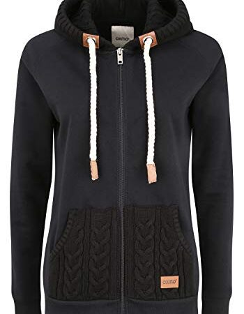 OXMO Matilda Damen Sweatjacke Kapuzenjacke Hoodie mit Kapuze, Größe:L, Farbe:Black (799000)