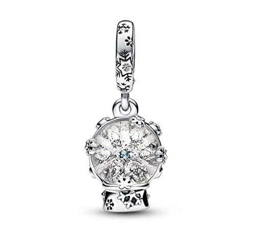 Pandora Schneeflocke Schneekugel Charm-Anhänger aus Sterling Silber, mit Cubic Zirkonia Steinen verziert, Moments Collection, kompatibel Moments Armbändern, 792369C01