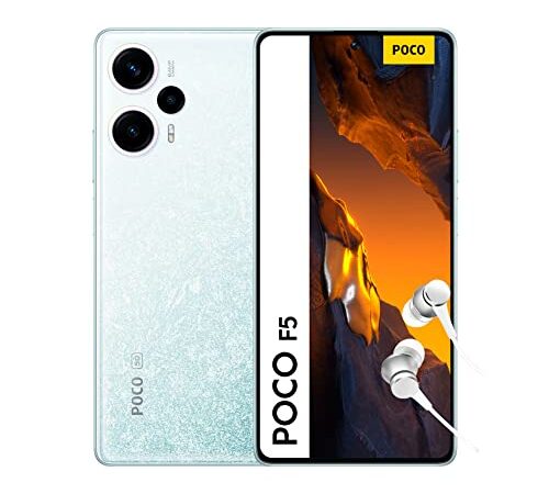 POCO F5 Smartphone + Kopfhörer, 8+256GB Handy ohne Vertrag,120Hz 6,67'' AMOLED DotDisplay, 64MP OIS Dreifach-Kamera, 5000mAh Akku, 67W TurboCharge, Dual-SIM, White (DE Version + 2 Jahre Garantie)