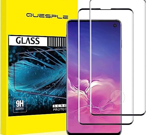 QUESPLE [2 Stück] Schutzfolie für Samsung Galaxy S10, Anti-Kratzen, Ultra-klar, Anti-Bläschen, Fingerabdruck-ID Gehärtetem Glas Displayschutzfolie für Samsung S10