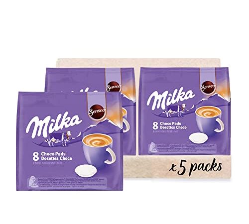 Senseo Milka Kakao Pads, 40 Senseo kompatible Pads, 5er Pack, 5 x 8 Getränke, 560 g