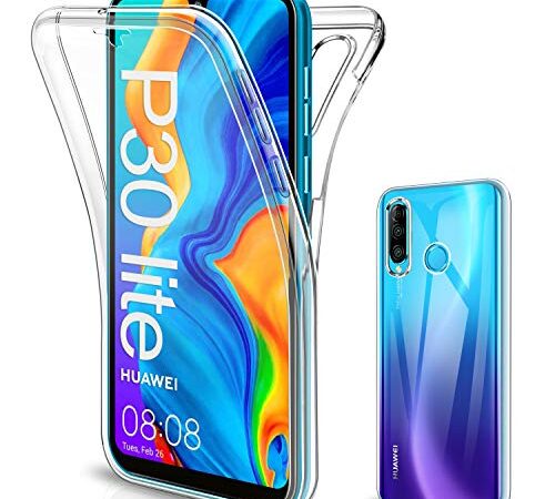 SOGUDE für Huawei P30 Lite Hülle, für Huawei P30 Lite Schutzhülle 360 Grad Full Body Front Und Rückenschutz Handyhülle Transparent Silikon Schutzhülle TPU Bumper für Huawei P30 Lite