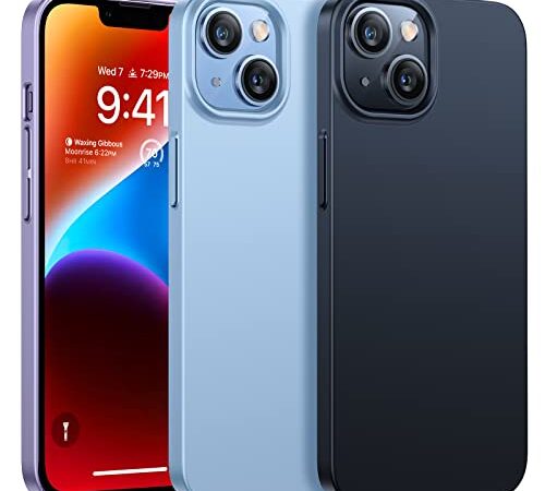 TORRAS Exklusivausgabe Extrem Dünn für iPhone 14 Hülle mit [2 * 9H Schutzglas] 360 Grad Rundumschutz Schutzhülle iPhone 14 Case Samtige Touch Stilvolle Aussehen Handyhülle iPhone 14 Hülle Schwarz