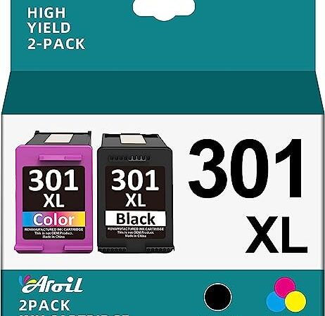 301XL Multipack Ersatz für HP 301 Druckerpatronen für HP 301 XL Patronen Schwarz für HP Envy 4500 5530 4504 4502 Deskjet 2540 2544 2549 3050 Officejet 4630 4632 2620 (1 Schwarz, 1 Farbe)