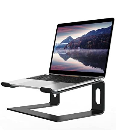 ALASHI Laptop-Ständer für Schreibtisch, Aluminium-Computer-Erhöhung, ergonomischer Notebook-Halter, Abnehmbarer Metall-Laptop-Laptop-Ständer, unterstützt 10 bis 15.6 Zoll Notebook, schwarz