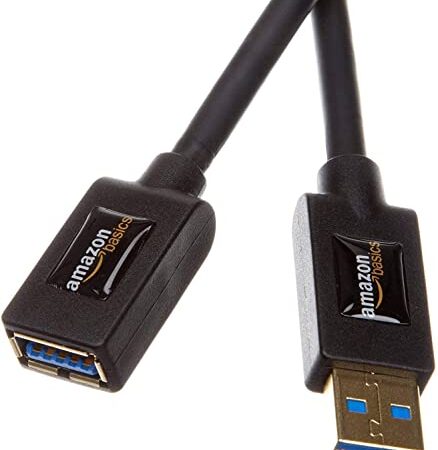 Amazon Basics USB 3.0-Verlängerungskabel (A-Stecker auf A-Buchse) 3 m (Abwärtskompatibilität zu USB 2.0 und 1.1 ), Schwarz