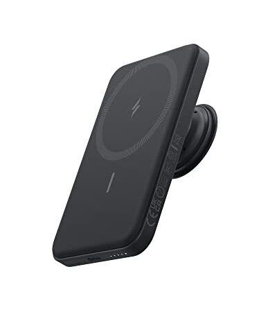 Anker 622 Magnetische Powerbank (MagGo mit Popsocket), 5.000mAh Magnetischer externer Akku mit austauschbarem PopGrip und Halterung, USB-C für iPhone 14/13 / 12, Schwarz