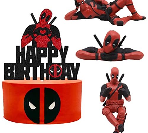 Deadpool Figuren Kuchen Dekoration 4 Stück Mini Figuren Set Cake Topper Cartoons Kuchen Topper Kinder Spielzeug Tortendeko Geburtstag Jubiläum Spielzeug für Kinder Geburtstagsgeschenk