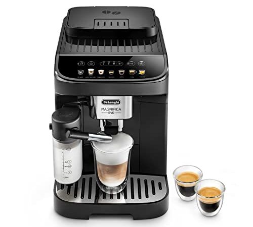 De'Longhi Magnifica Evo ECAM 292.81.B Kaffeevollautomat mit LatteCrema Milchsystem, 7 Direktwahltasten für Cappuccino, Espresso und weitere Kaffeespezialitäten, 2-Tassen-Funktion, Schwarz