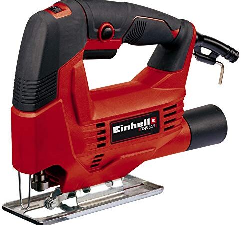 Einhell Stichsäge TC-JS 60/1 (vibrationsarm, Drehzahlelelektronik, werkzeugloser Sägeblattwechsel, Sägeschuh für Gehrungsschnitte bis 45° Grad)