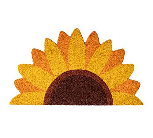 FISURA - Fußmatte außen Sonnenblume aus Kokosnuss mit Rutschfester PVC-Rückseite. Lustige Welcome Fußmatte. Handbemalt. Größe: 70 cm x 40 cm x 1,5 cm.