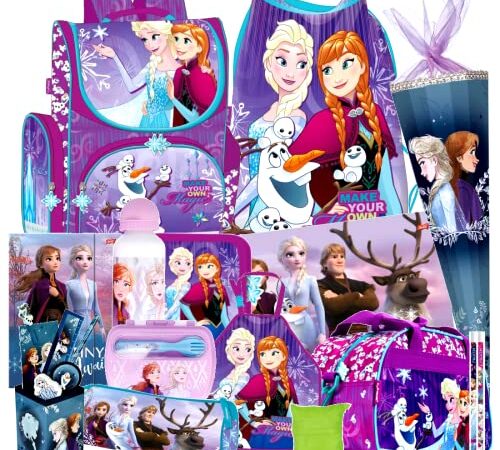 Frozen Eiskönigin ELSA Olaf 21 Teile Schulranzen Tornister RANZEN Schulrucksack Set Schultüte 85 cm Sporttasche mit Sticker-von-Kids4shop